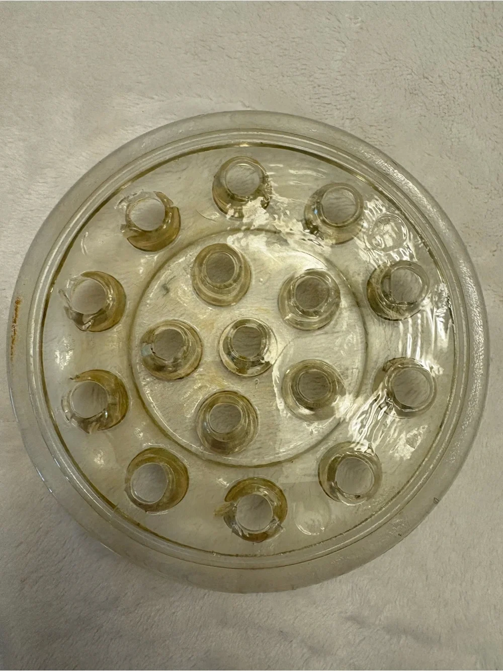 Vintage Clear Glass Flower Frog 16 hole